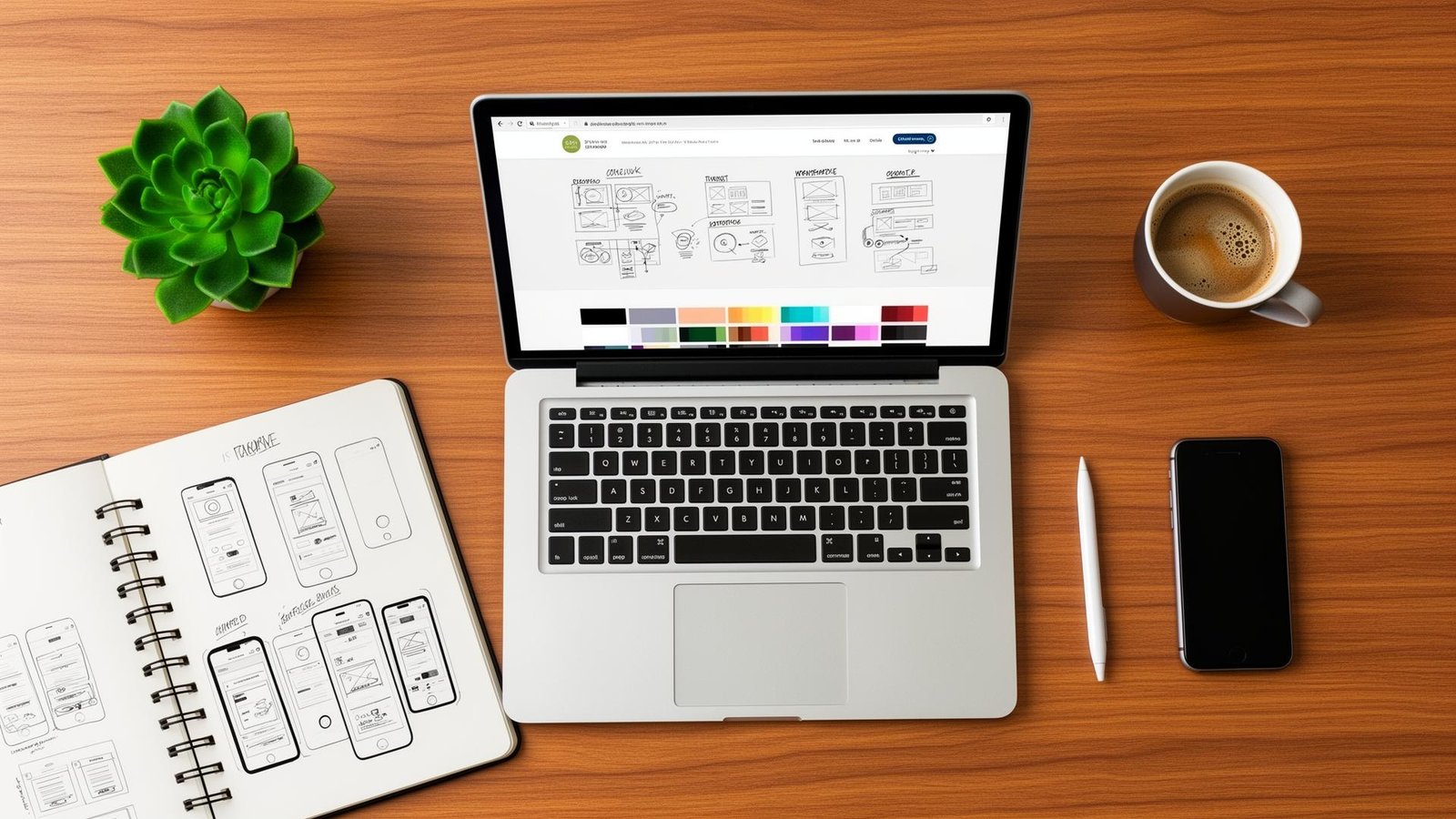 Editorial photograph of a designer's workspace